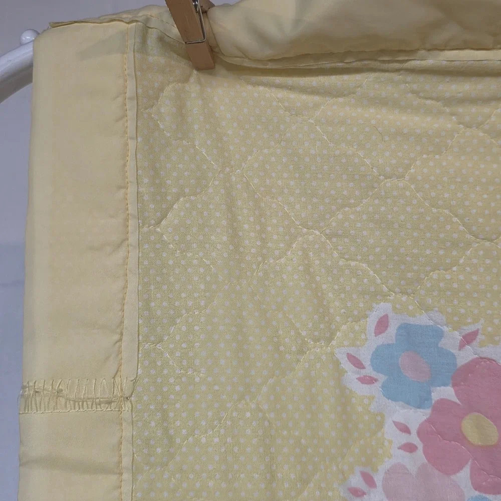 Vintage 1980 Hallmark Koala Bear Baby Quilt Yellow Floral Worlds Greatest